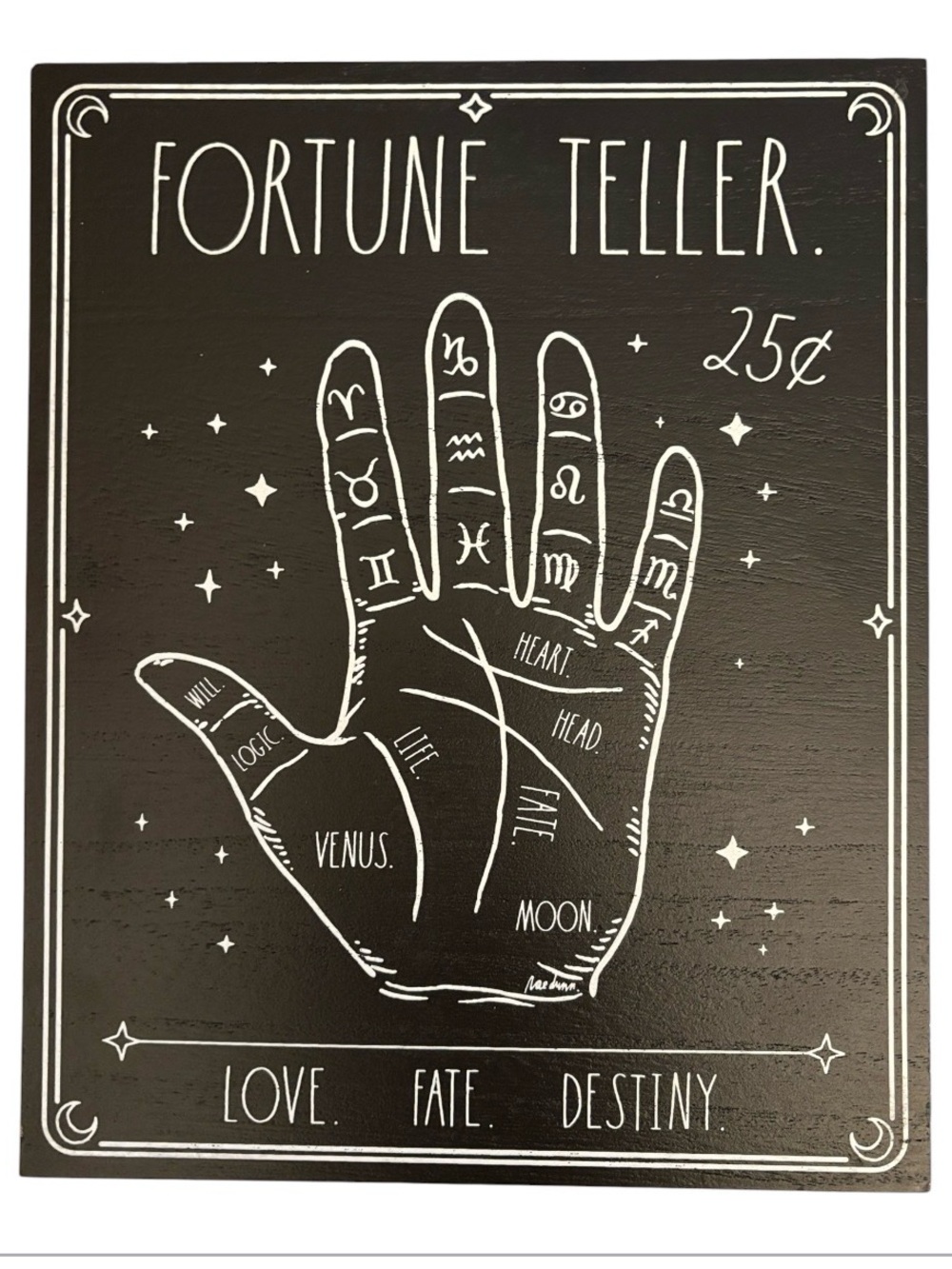 Rae Dunn | Fortune Teller. Love. Fate. Destiny. Sign Hand Palm Reader Board NWT